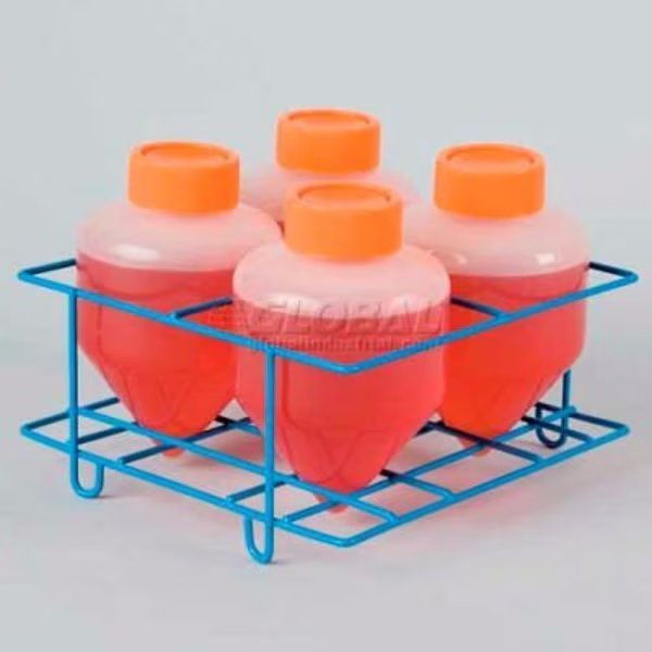 Bel-Art Centrifuge Tube Rack 198560500, For Conical/Round Bottom 500ml Tubes, 4 Places, Blue, 1/PK, Bel-Art, Mfr#: 19856-0500